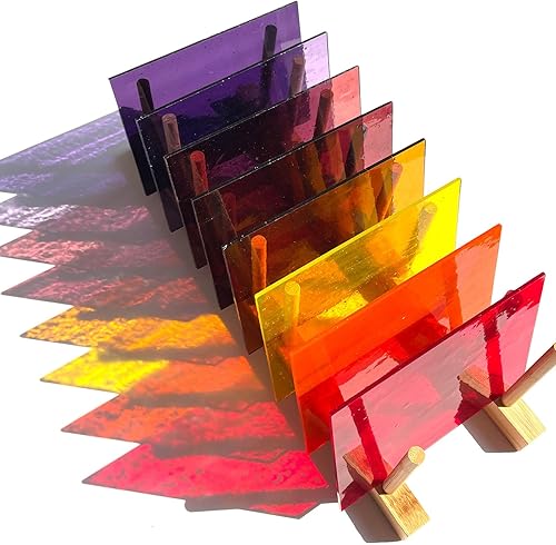 Miniatura 17 de LITMIND Paquete variado de 16 hojas de vitrales, azulejos de mosaico de 4 x 6 pulgadas para manualidades, arte catedral de colores surtidos, hojas