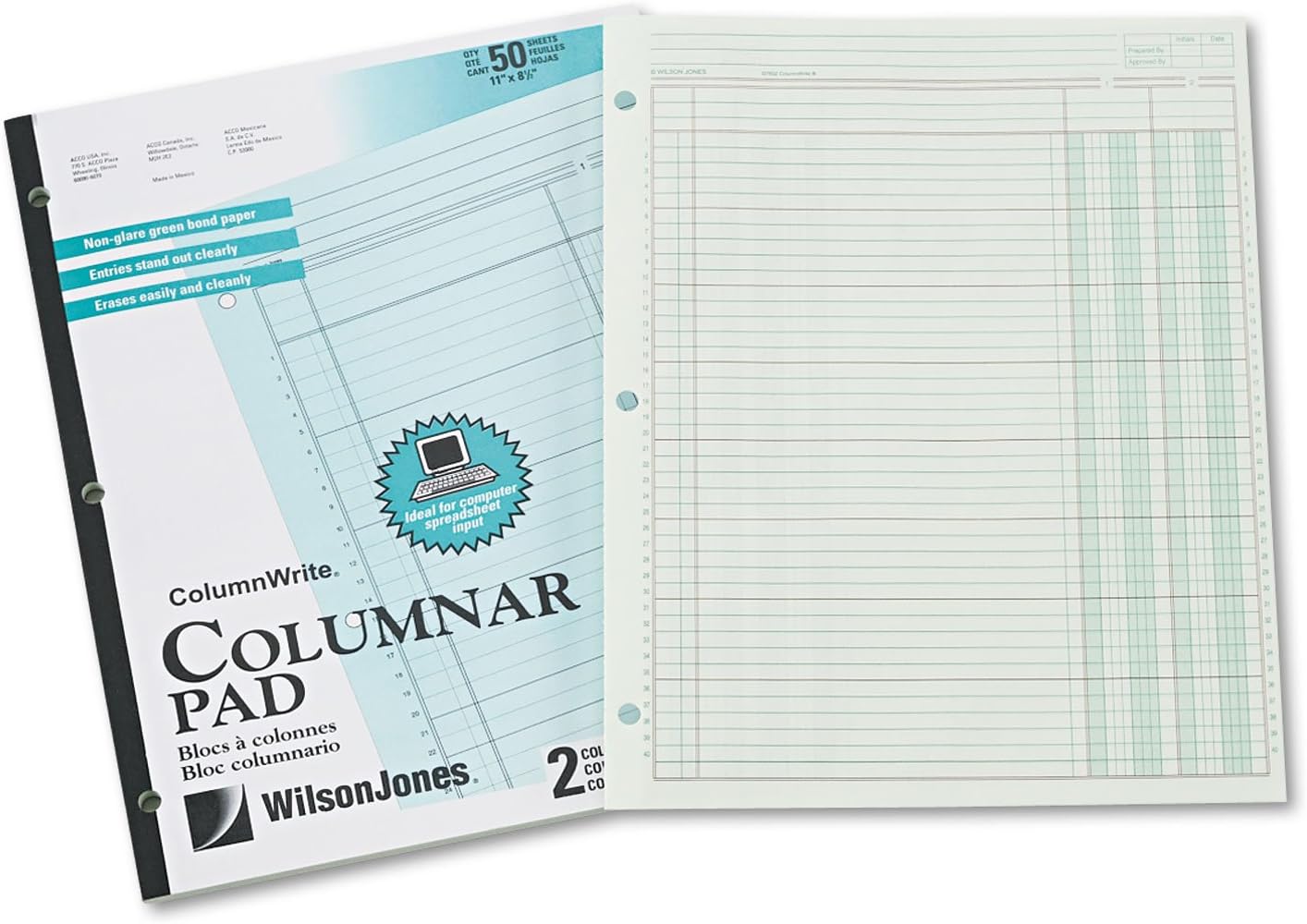 Wilson Jones Column Write 2Column Columnar Pad Amazon.ca Office