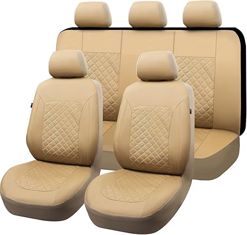 Flying Banner Fundas de asiento de automóvil, de piel sintética, resistente, juego completo dividido, a prueba de agua, ajuste universal para