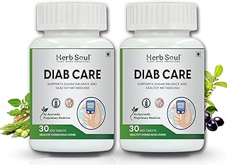 Herb Soul Diab Care Tablets for Sugar Balance | Ayurvedic Herbal Support with Gudmar, Vijaysaar &amp; Methi | Daily Use | Pack...