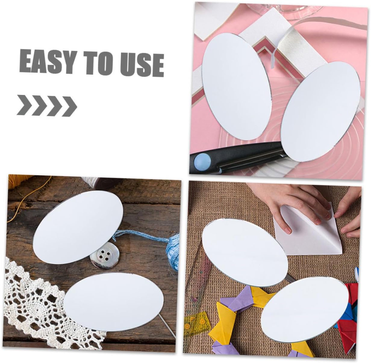 10pcs Oval Mirror Lens for Craft and Makeup Projects Scratch-Resistant Glass Cosmetic Mirrors for Home and Travel Use