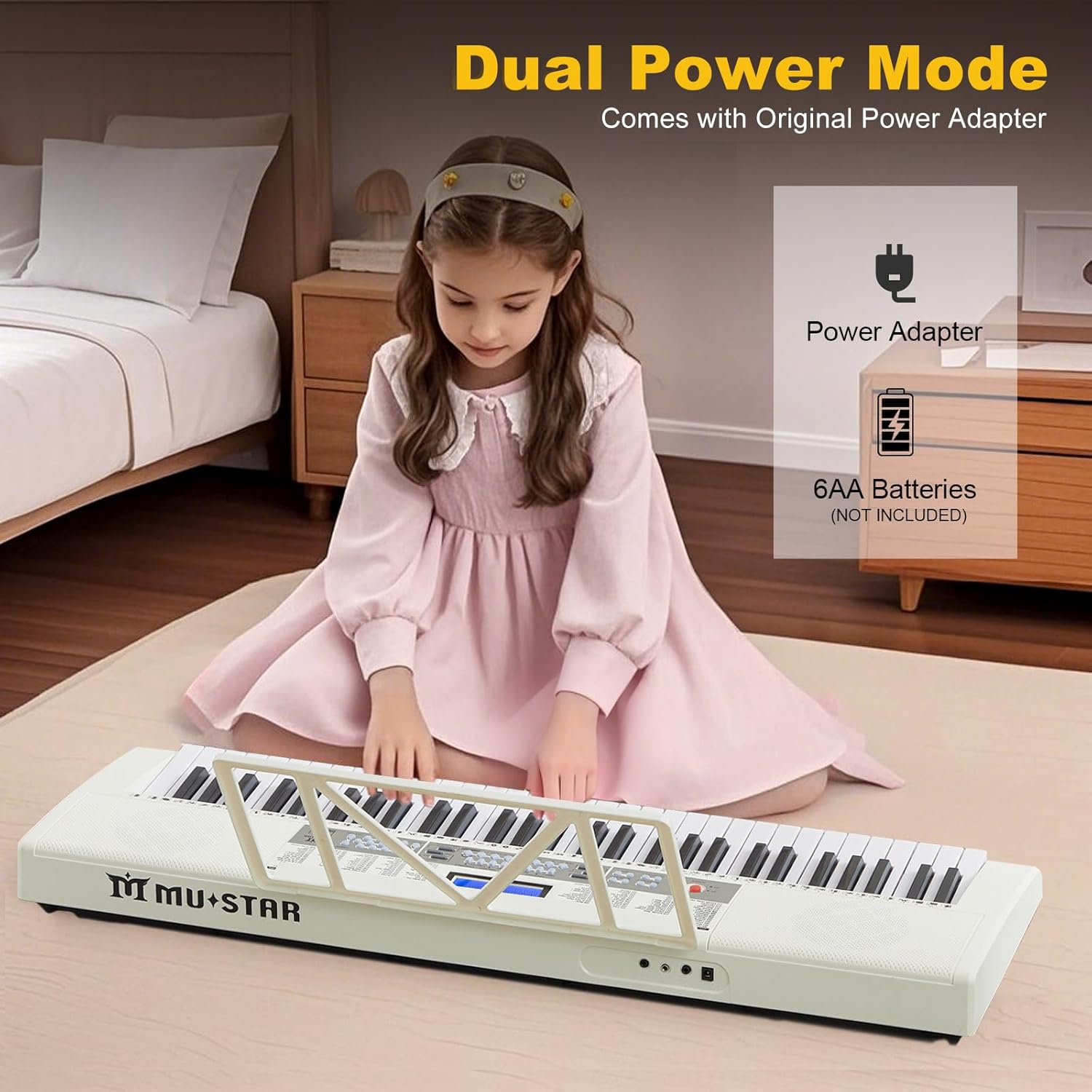 61 Key Piano Keyboard, Electric Keyboard Piano with Light-Up Keys, 255 Tones/Rhythms, Smart Learning System, Headphone, Microphone, Keyboard Stand, Stool, Stickers, Piano Keyboard Set for Beginners - Image 9