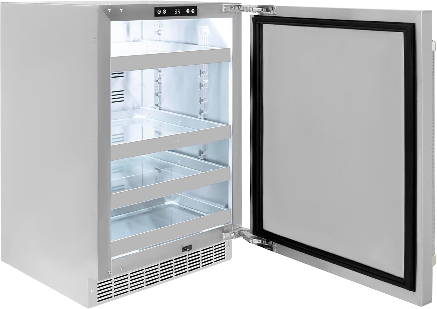 ZLINE Autograph Edition 24 in. Touchstone 151 Can Beverage Fridge with Solid Stainless Steel Door and Polished Nickel Helix Handle (RBSOZ-ST-24-KPN)