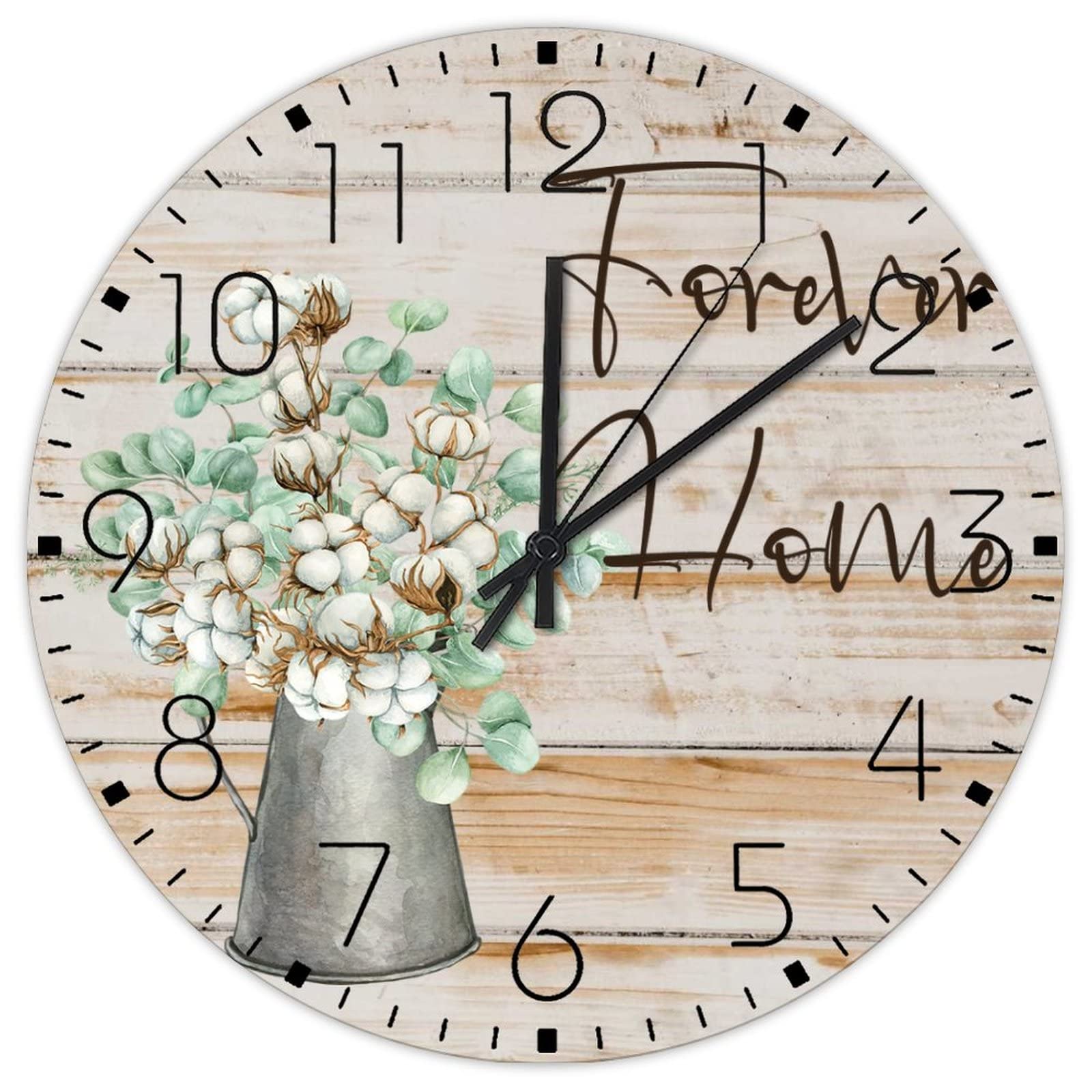 Horloge murale silencieuse à quartz fleur aquarelle pour une décoration de salon élégante