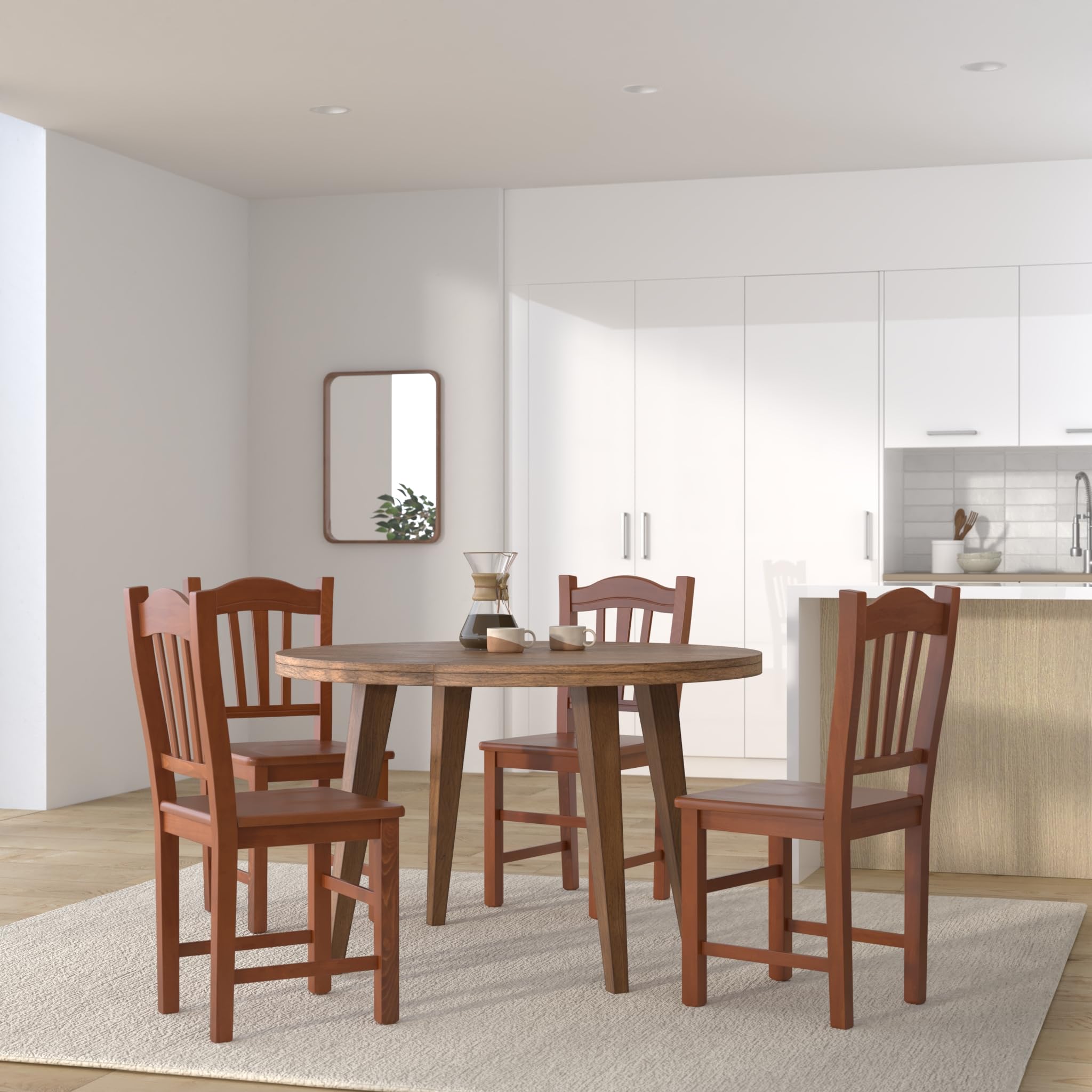 Tommychairs - Set 4 sillas Silvana para Cocina y Comedor, Estructura en Madera de Haya Color Nuez Claro y Asiento en Madera