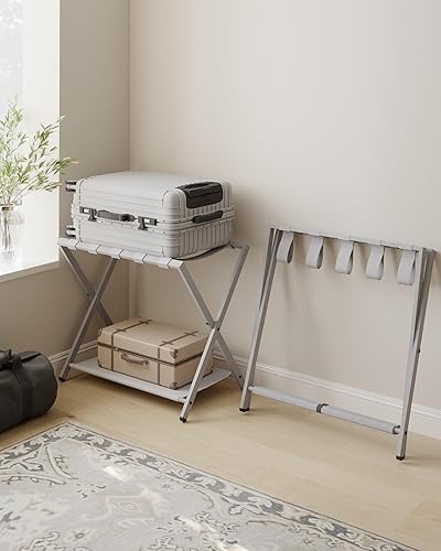 Miniatura 4 de Portaequipajes, soporte plegable para maleta para invitados, plegable, portaequipajes con estante, marco de acero con correas de nailon para