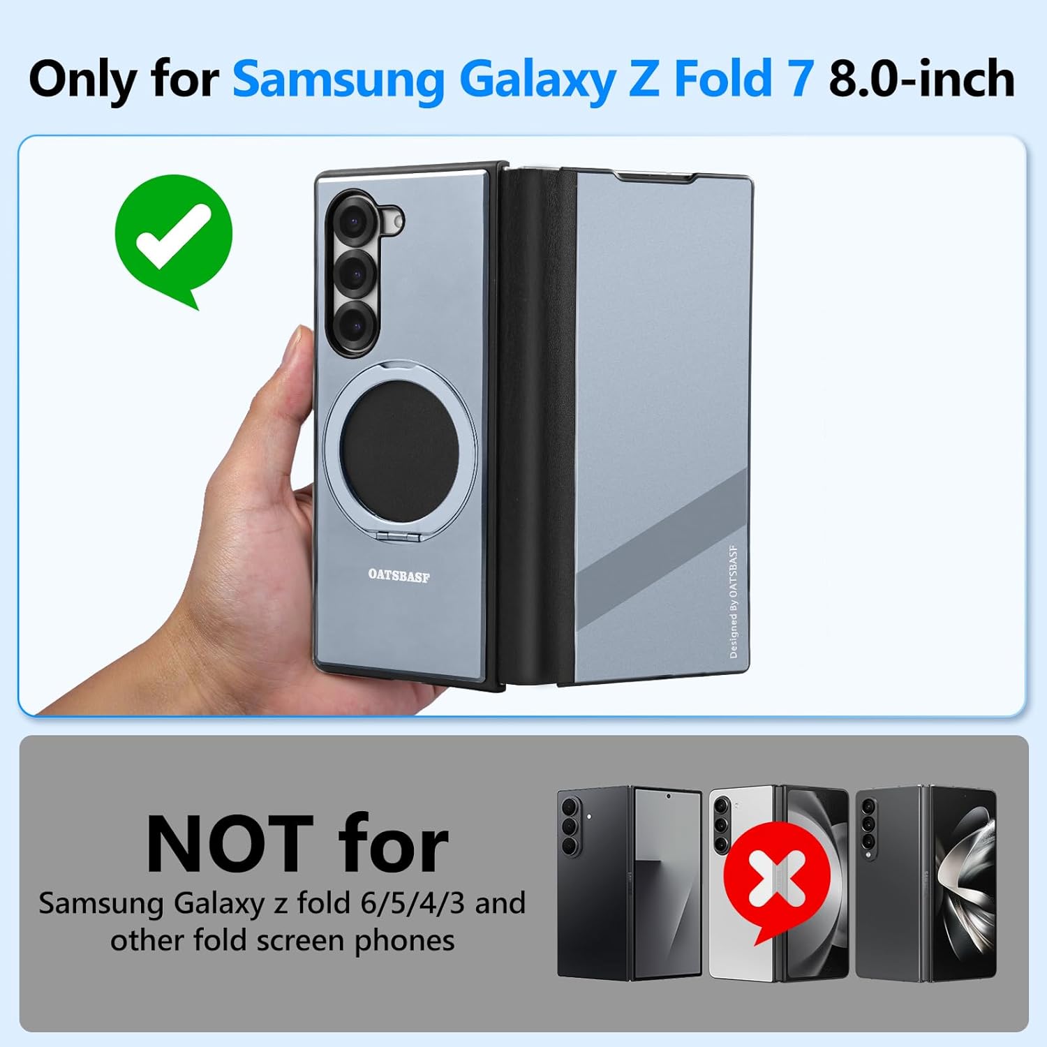 for Samsung Galaxy Z Fold 7 Case,Compatible with MagSafe,360° Rotatable Magnetic Kickstand,Full Body Screen Protector Flip Cases,Hinge Protection Anti-Scratch Aluminum Metal Shockproof Cover(Gray)