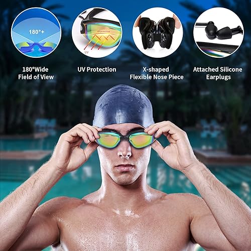 Miniatura 2 de YLYUELANG Swimming Goggles with Earplug Design,No Leaking,Anti-Fog,Anti-UV,Perfect Swim Goggles for Men,Women and Youth