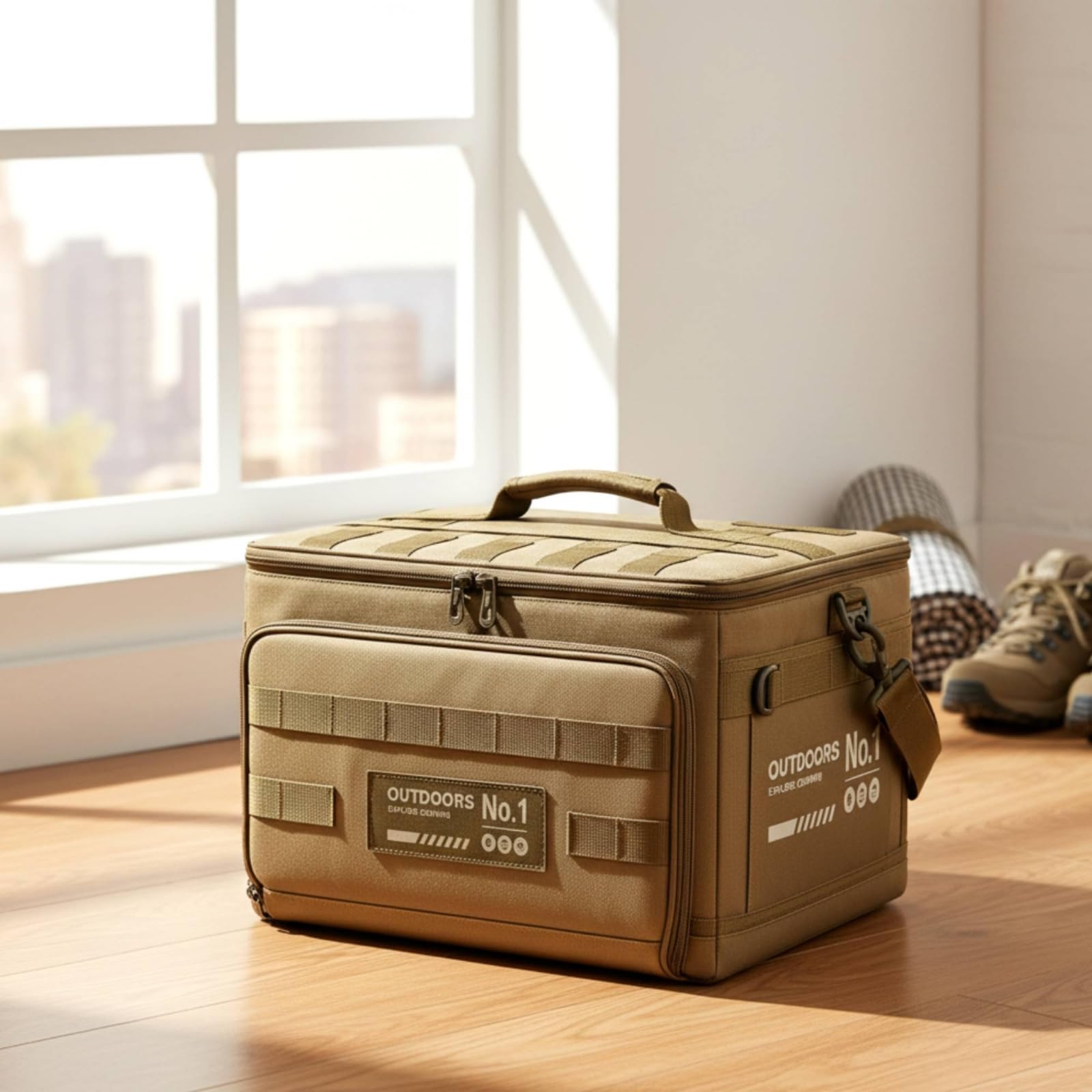 Borsa Tattica da 30L Semirigido Scatola Portaoggetti Pieghevole Multitasche Contenitore per Campeggiatori, Viaggiatori, Outdoor, Bagagliaio Auto, 黑色