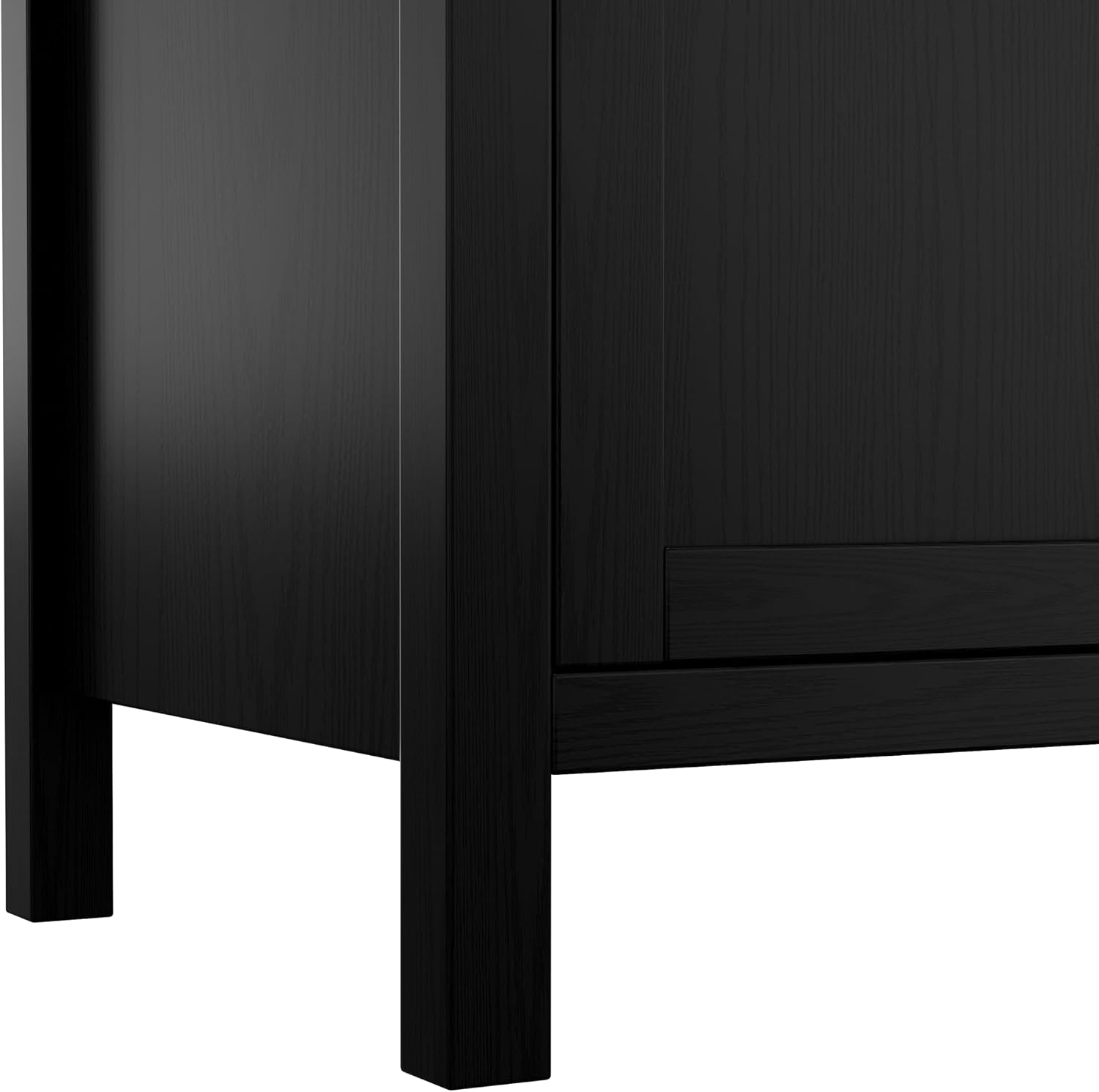 55 Inch Buffet Sideboard Cabinet - 4-Glass Doors - Wooden Entryway Storage for Kitchen, Dining Room, Living Room - Black