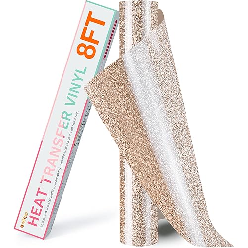 HTVRONT Brown Glitter HTV Heat Transfer Vinyl Rolls - 10" x 8ft Brown Glitter HTV Vinyl for Shirts, Glitter Iron on Vinyl for All Cutter Machine - Easy to Cut & Weed for Heat Vinyl Design (Brown)