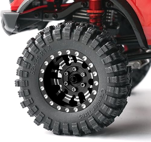 Miniatura 9 de OGRC 1.0 Plus (1.2 pulgadas) Beadlock - Juego de llantas y neumáticos de 0.276 pulgadas con desplazamiento negativo súper suaves para TRX4M SCX24