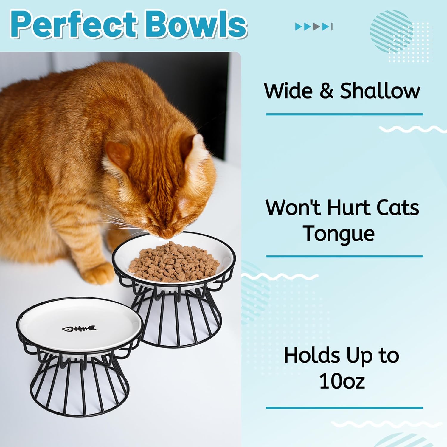 Elevated Cat Bowls - Ceramic Food & Water Station -4