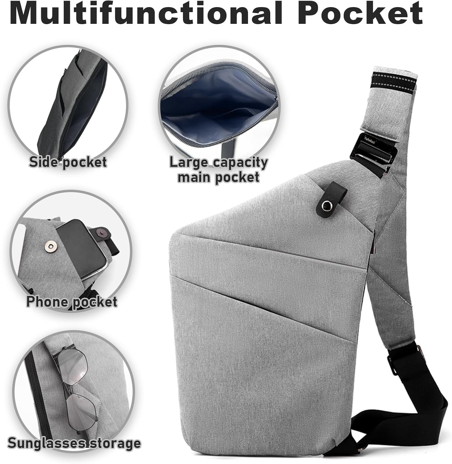 Anti Theft Travel Bag, One Shoulder Large Capacity Cross-body Bag Chest Fashion Lightweight Sling Bags for Travel Sports - Image 2