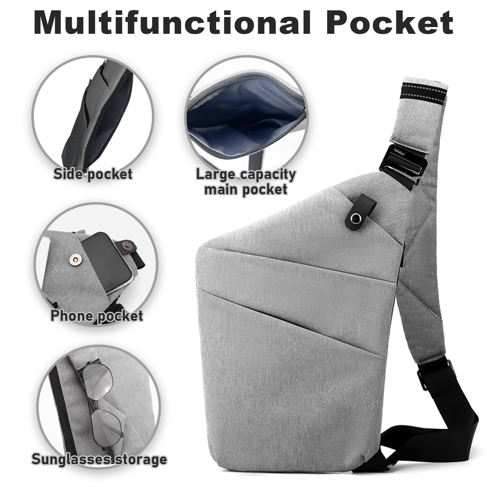 Borsa da viaggio antifurto, monospalla di grande capacità, borsa a tracolla al petto, alla moda, leggera, per viaggi e sport