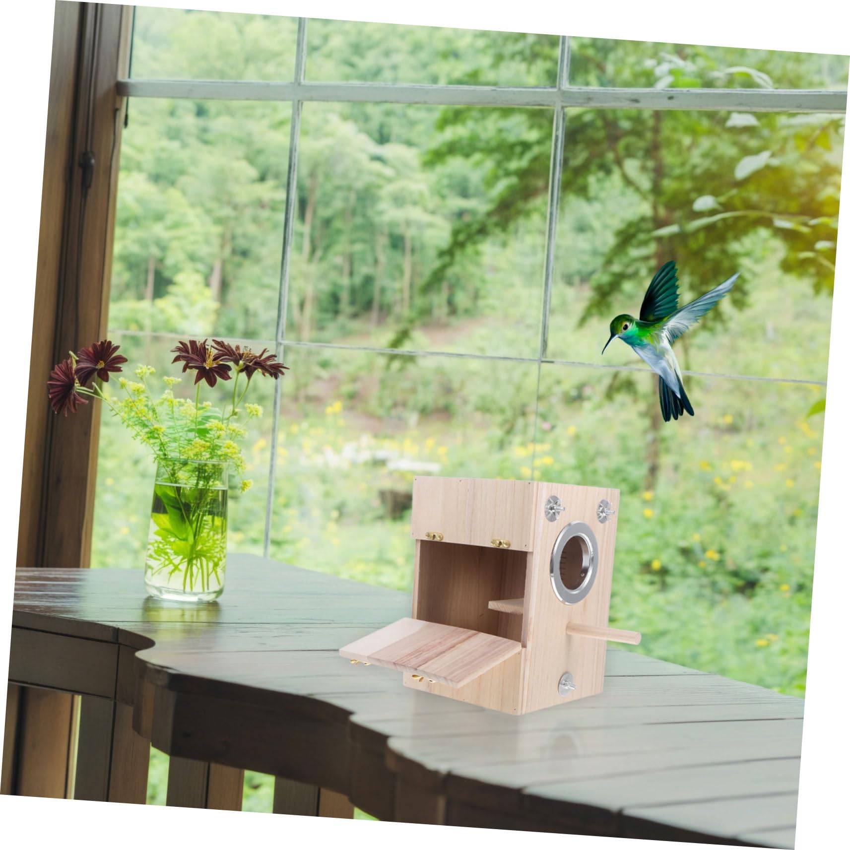 Nichoir de Reproduction Carré pour Oiseaux en Bois, Beige | Lieu de Repos Jeu, Design Simple et Créatif, Adapté aux Petits Oiseaux et Canaris