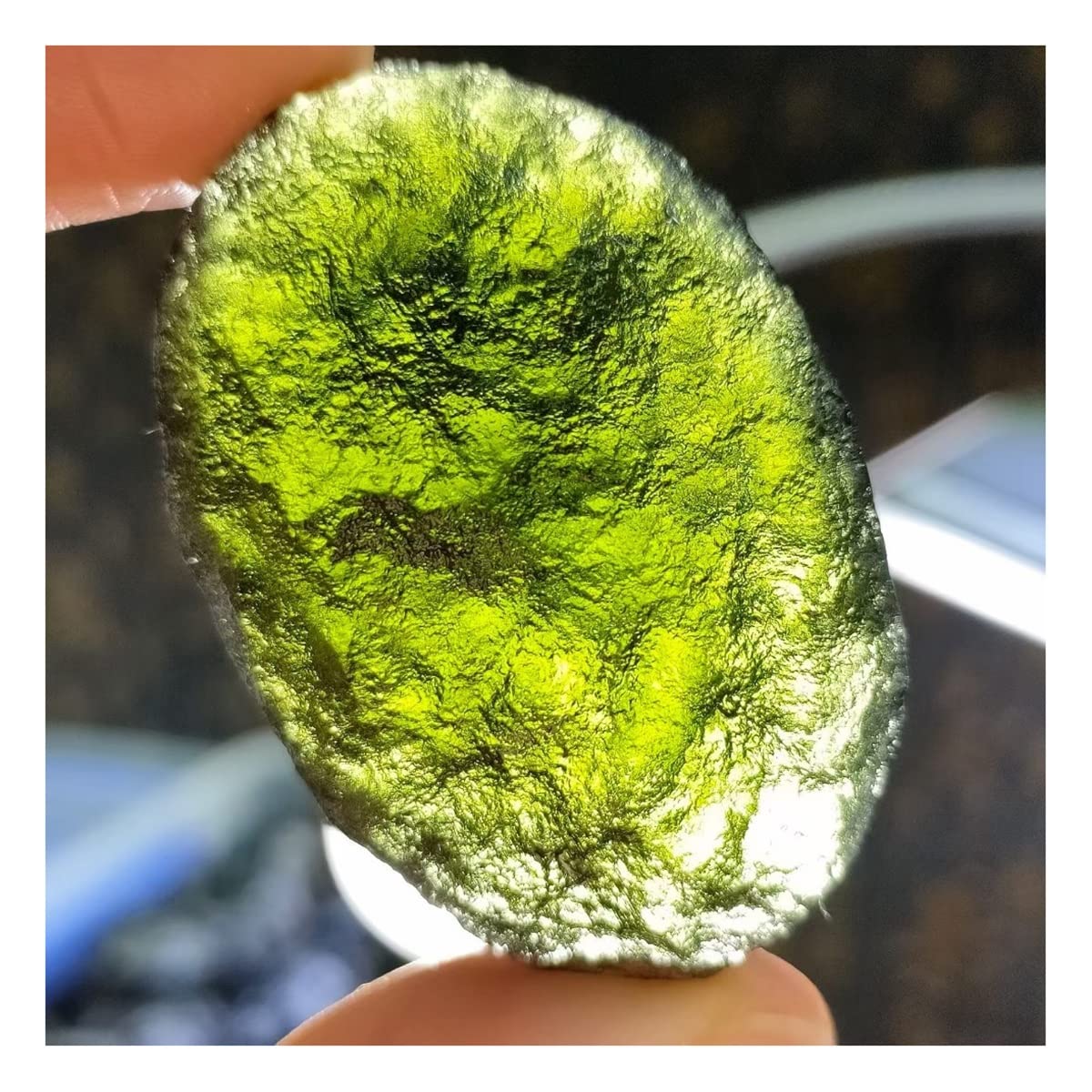 Piedra en bruto de impacto de meteorito verde de colección