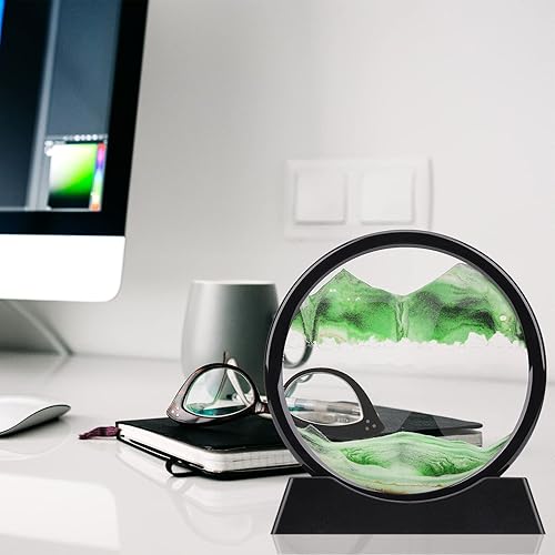 Miniatura 5 de QLKUNLA Cuadro de arte de arena móvil movimiento líquido 3D paisaje de arena profundo en movimiento pantalla de movimiento, marco de arena que fluye