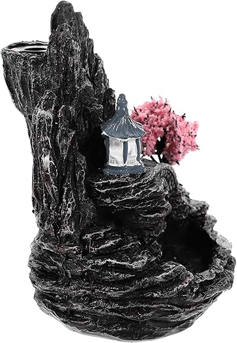 Garneck Soporte para incienso de reflujo, quemador, cascada, conos de incienso de cerámica, soporte para palitos de decoración del hogar