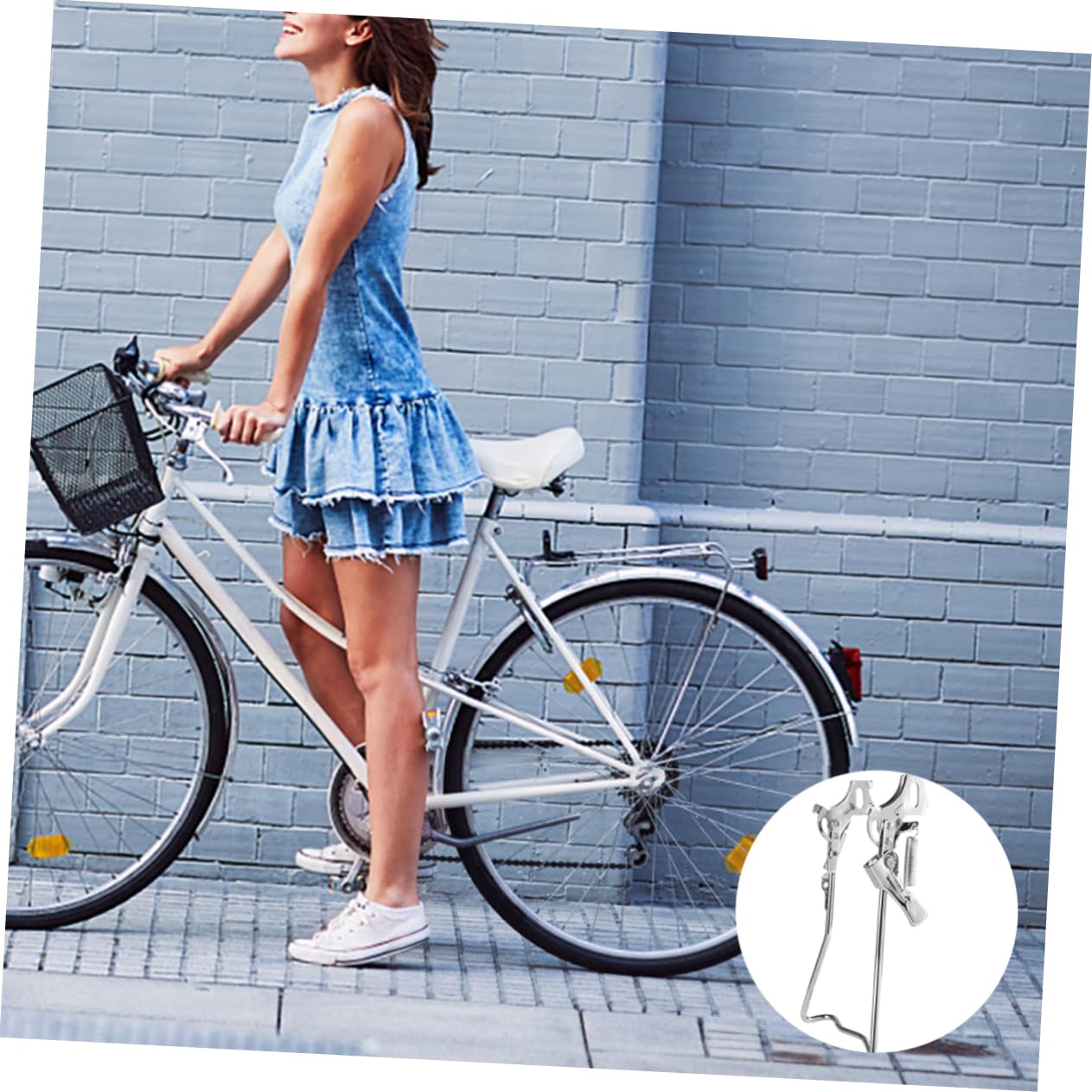 SOESFOUFU Double Legs Bike Kickstand Parking Rack Durable Easy to Install Bicycle Support Stand for Repairing Maintenance and Storage Foot Bracket for Enhanced Stability