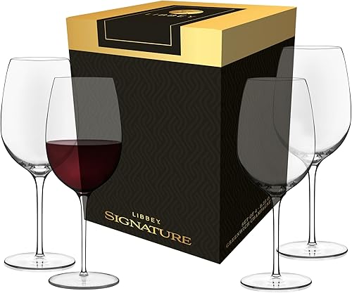 Libbey Signature Kentfield Copas de vino, 20 onzas, juego de 4, fabricadas en Estados Unidos, aptas para lavavajillas, cristalería clásica de tallo
