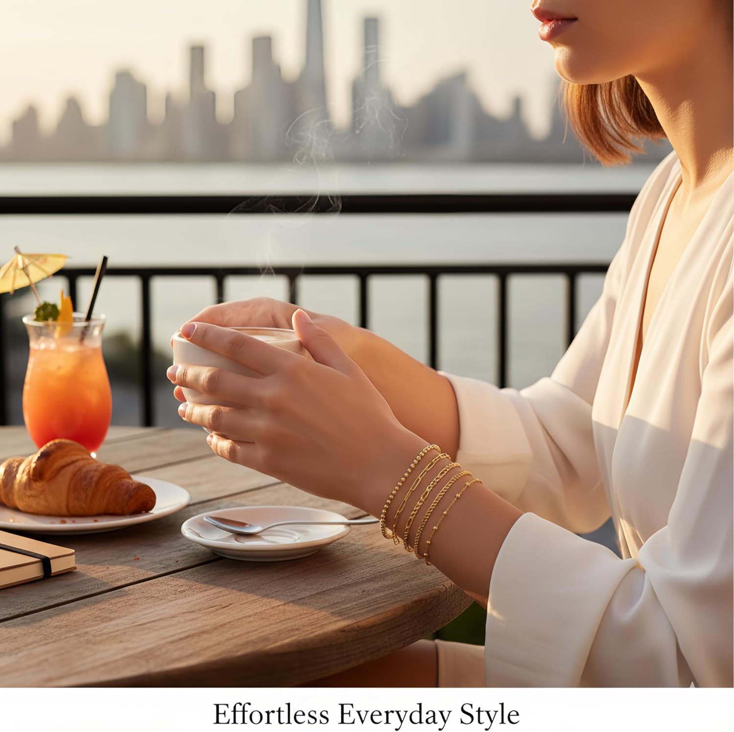 14K Gold Plated Bracelets for Women - Stackable Dainty Layered Bracelet Set - Adjustable Gold Chain Bracelets for Girls - Image 5