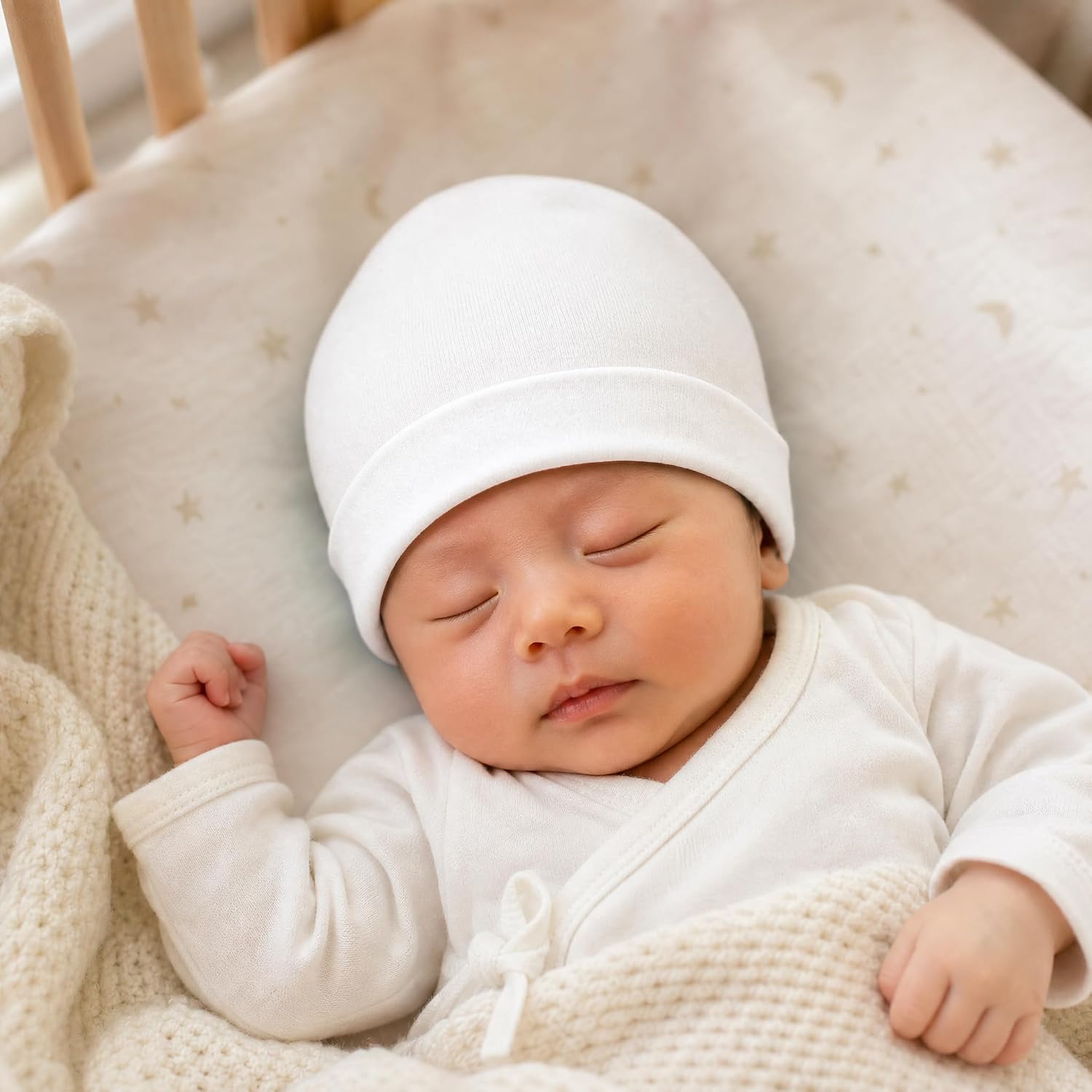 6 Pack Newborn Baby Hats Set Golf Theme Green White Soft Cotton Infant Toddler Beanies Caps Hospital Bag Essentials Unisex for Boys & Girls 0-6 Months