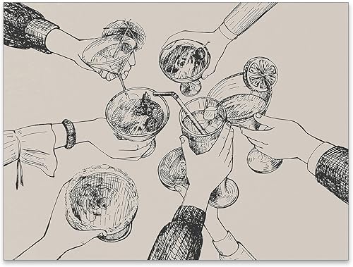 Miniatura 20 de CAXIYSH Lienzo divertido para pared, diseño retro de moda, carteles, barman, con texto en inglés "Was Cute Would Drink Here Again", impresiones para