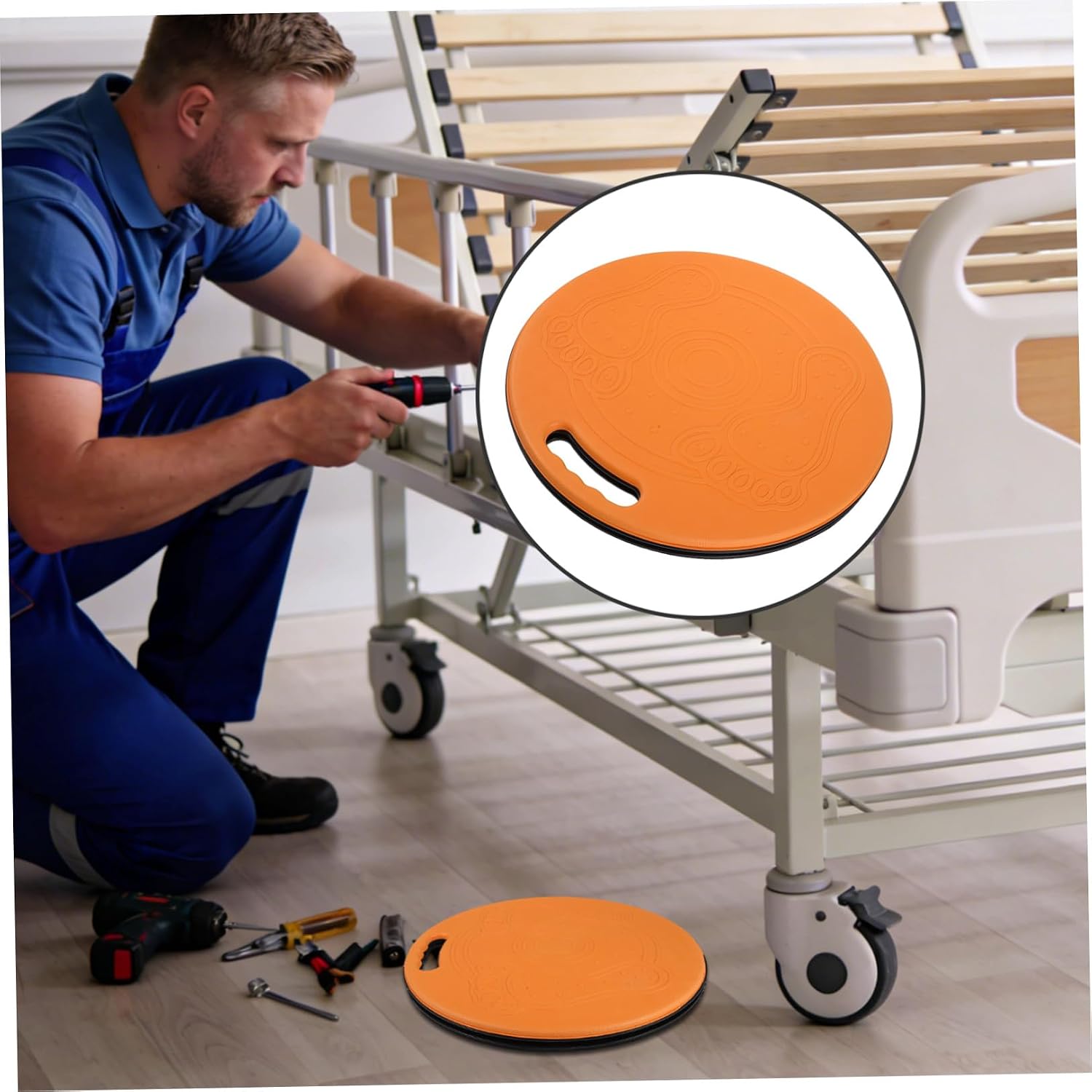 Rotating Transfer Disc for Bed and Wheelchair Assisted Turning Board