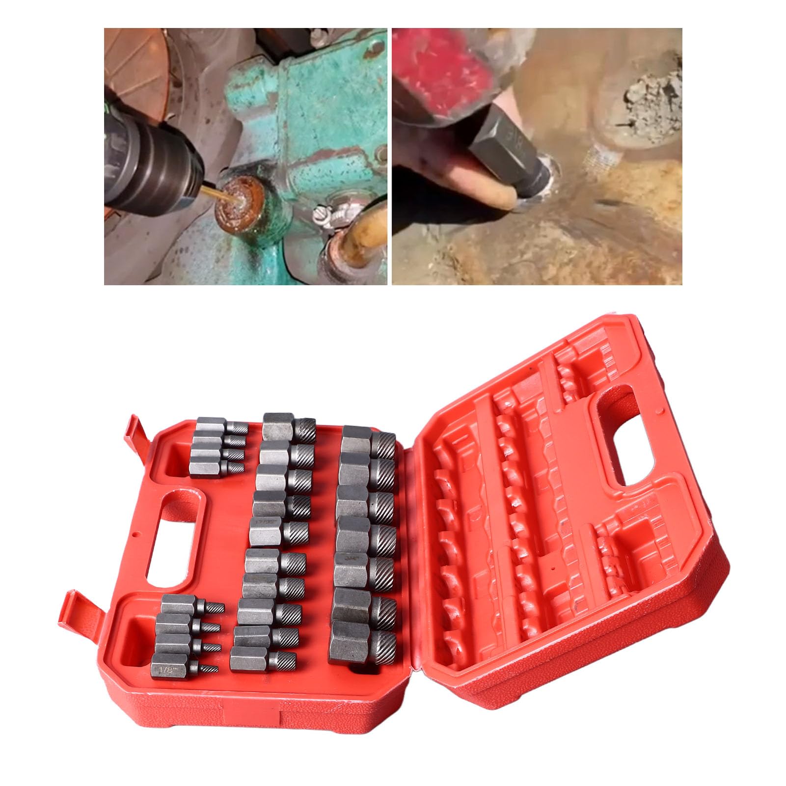 Set di Estrattori per Viti Danneggiate 25 Pezzi, Kit Estrattore per Bulloni Easy Out, Strumento per Rimuovere Viti Prigioniere, Strumento di Rimozione Viti Rotte per Rimuovere