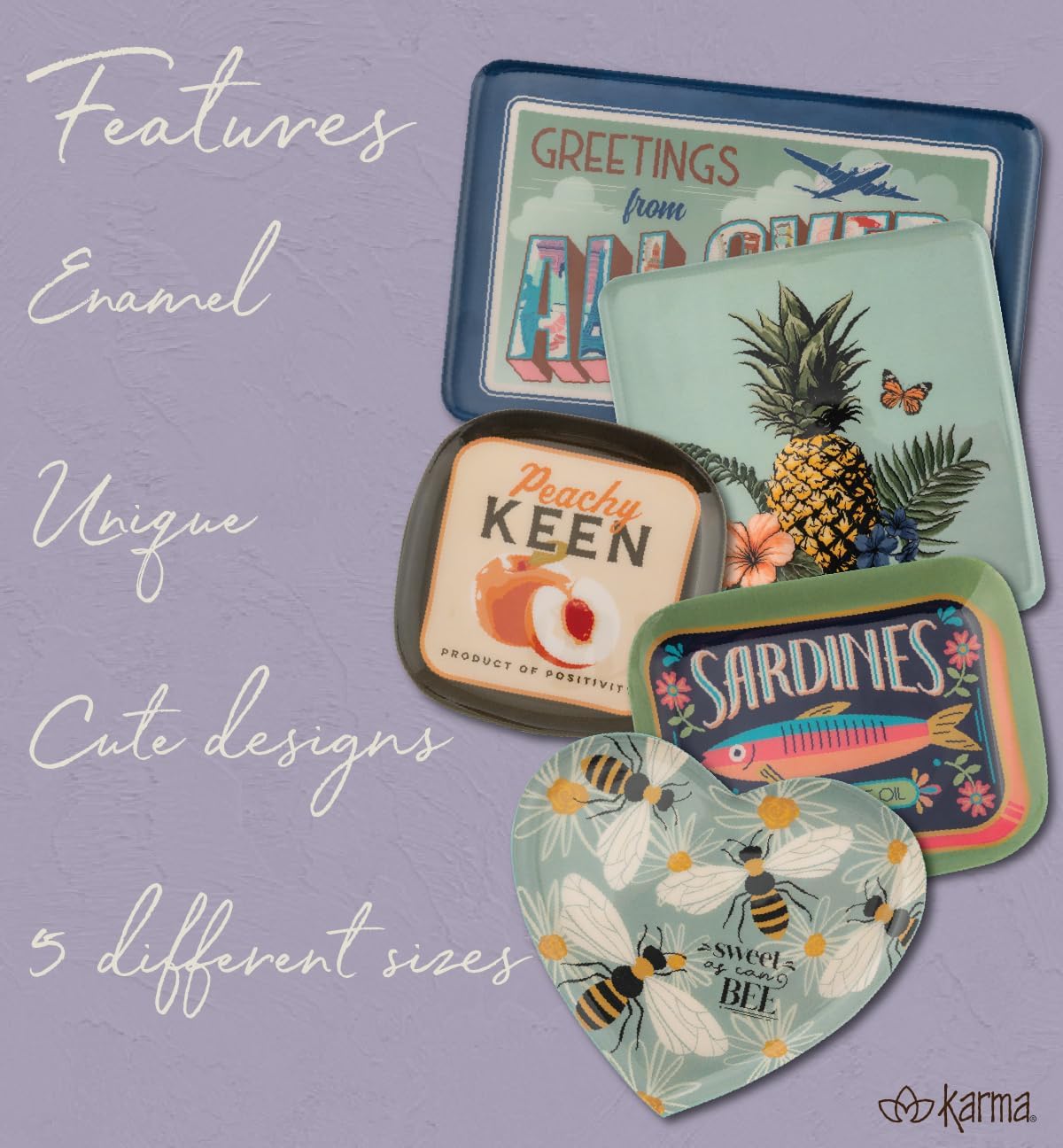 Karma, Enamel Trinket Tray, Rentangle Colorful Ring Bowl, Jewelry Dish Tray for Rings Bracelets Necklace, Small, Sardines - Image 4