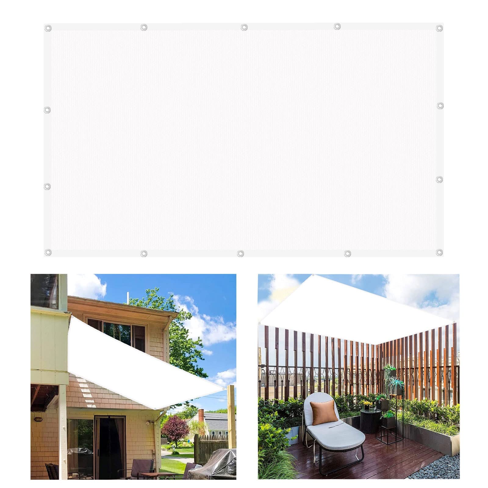 Voile d'ombrage anti-âge imperméable blanc 1.6 x 4 m pour abriter le jardin