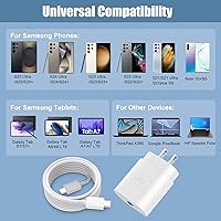 Vista 10 de Cargador súper rápido tipo C, cargador de pared USB C de 25 W, bloque de carga rápida y cable de 8 pies para Samsung Galaxy S25 S24