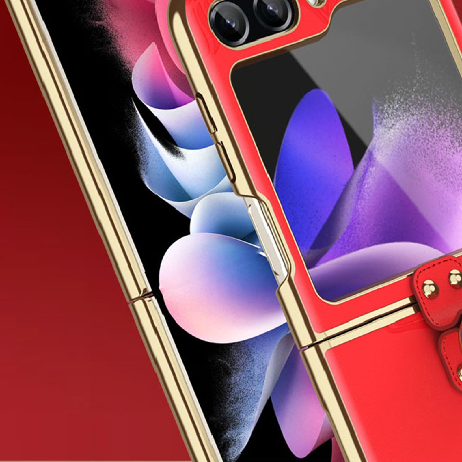 Etui na telefon komórkowy do Samsung Galaxy Z Flip 7, luksusowe, galwanizowane, z prawdziwej skóry, ultracienkie, z podstawką, odporne na uderzenia, złote, Flip 7