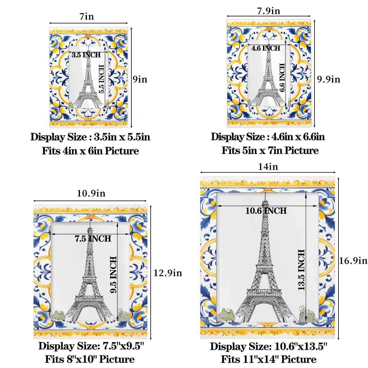 Amazon.com - DXTKWL Yellow Blue Ceramic Tile Pattern 5x7 Picture