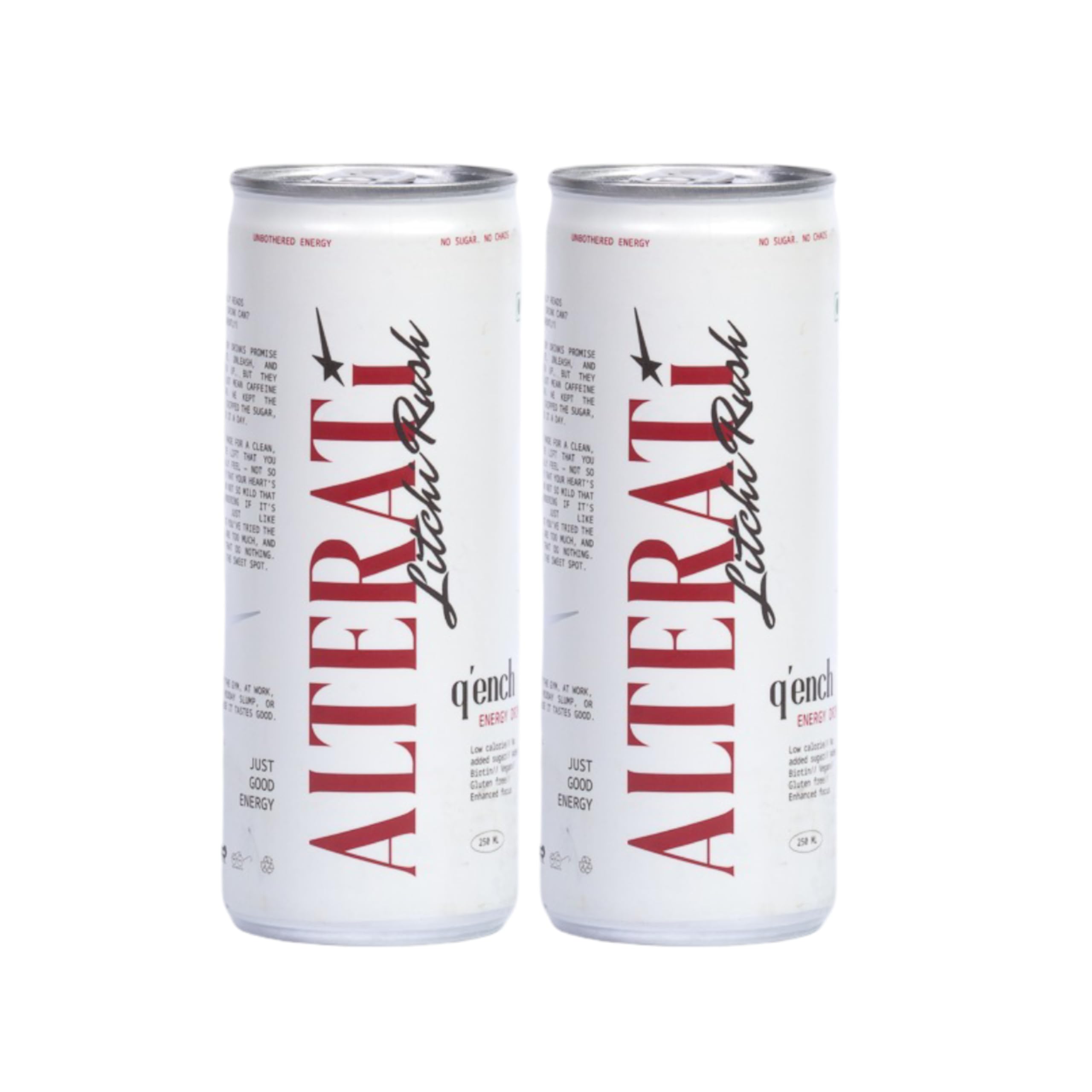 Alterati Q'ench Zero Sugar Energy Drink – Litchi Rush 250ml Pack of 2 | Instant Energy & Mental Focus Booster| Low Calorie Carbonated Beverage with B Vitamins | Pre Workout & Gaming Drink-image-47