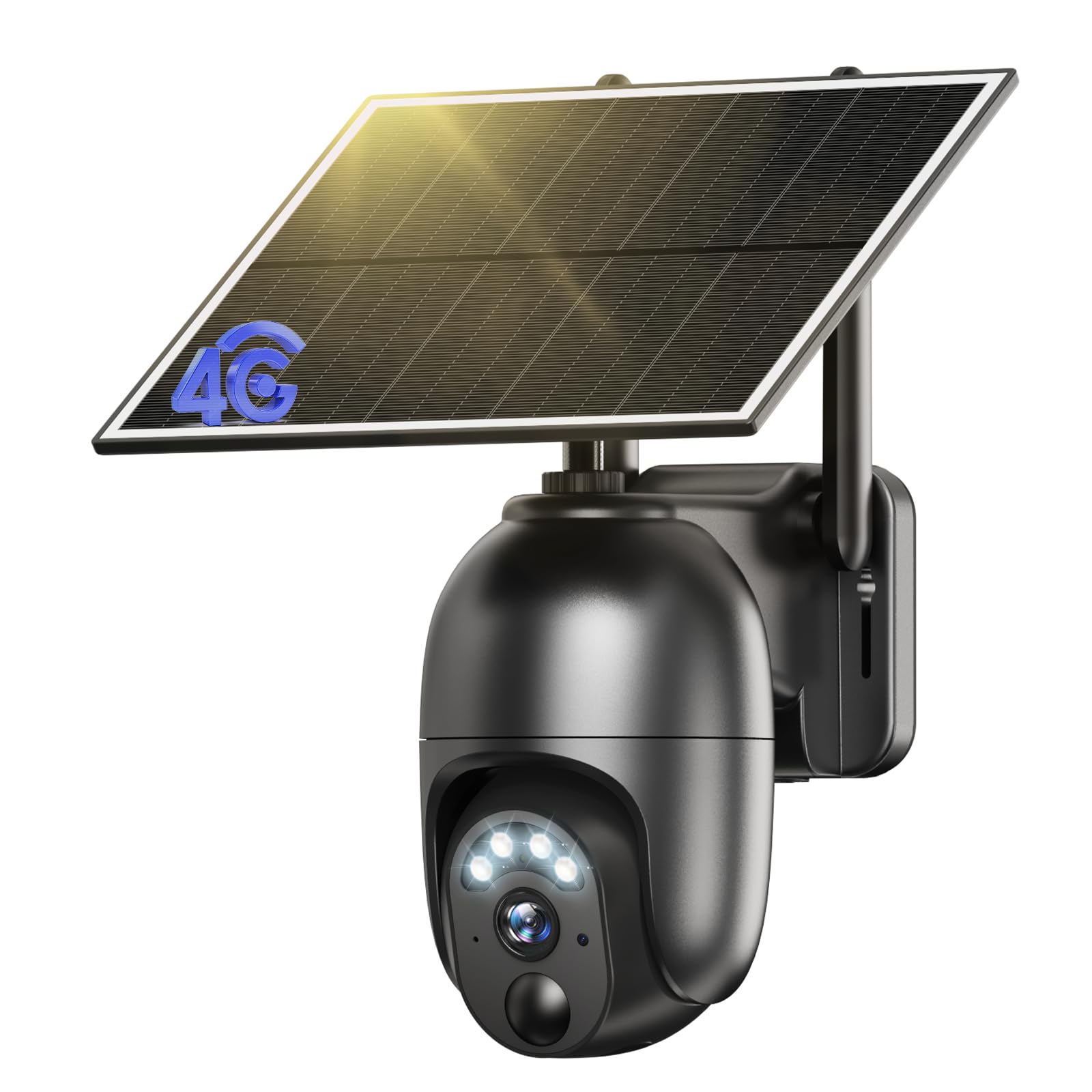 4G LTE Telecamera Esterno con SIM e Pannello Solare, 2K 360° PTZ Telecamere Senza Fili con Batterie, Visione Notturna a Colori, Audio Bidirezionale, PIR Rilevamento, IP66