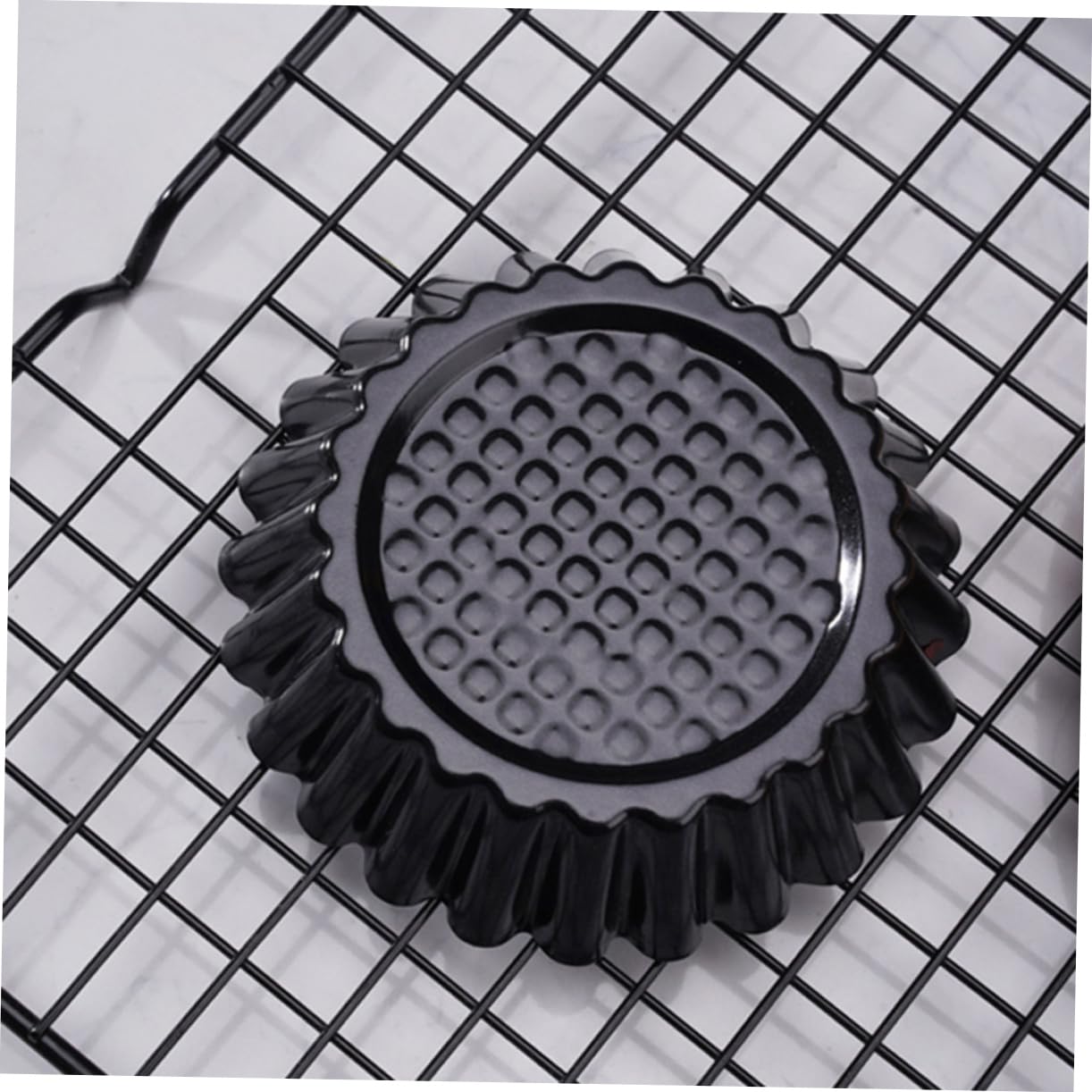 Mikinona Molde para Tartaletas de Huevo 12 Piezas Antiadherente y Resistente a Rayaduras de Acero al Carbono Negro para Hornear Postres y DIY