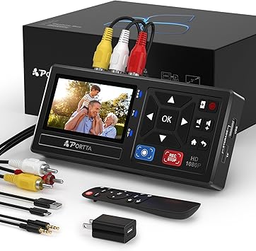 29% off: Portta VHS to Digital Converter, Video to Digital Recorder with Remote, Compatible with VHS, VCR, …