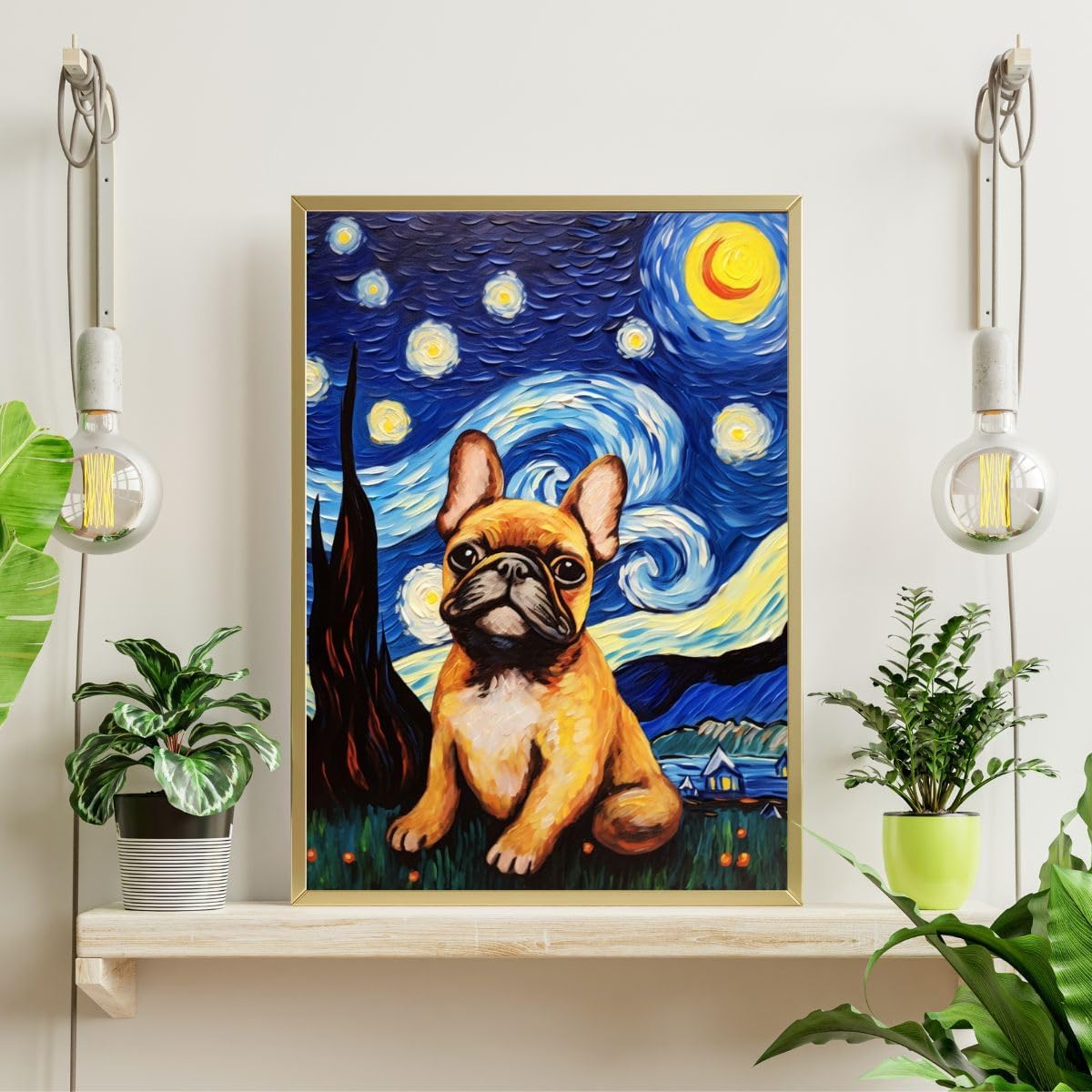 Starry Night French Bulldog Jigsaw Puzzle 300/500/1000 Piece (500pc (38×52cm))