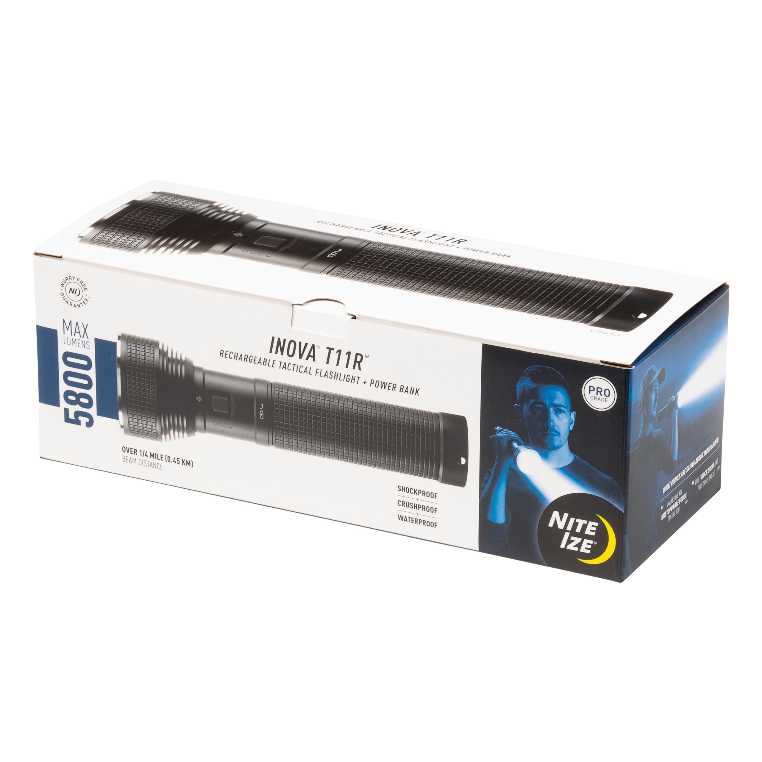 INOVA T11R Rechargeable Tactical Flashlight and Power Bank - Long Range 5800 Lumen Waterproof Flashlight - Flashlight for Camping, Hiking & Exploring the Outdoors