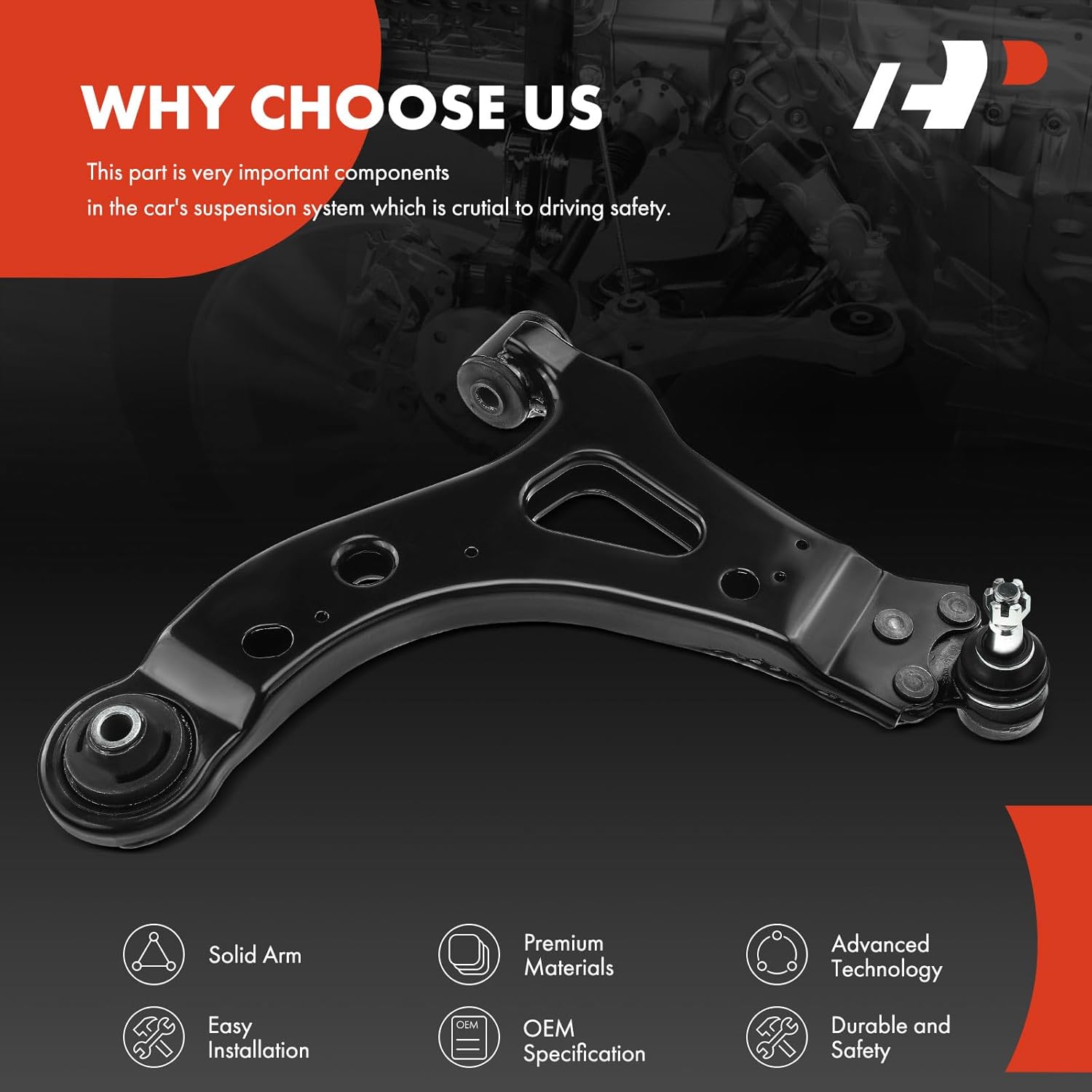 A-Premium Front Left Lower Control Arm, with Ball Joint & Bushing, Compatible with Buick Terraza 2005-2007, Chevrolet Uplander 2005-2009, Pontiac Montana 2005-2009, Saturn Relay 2005-2007, FWD