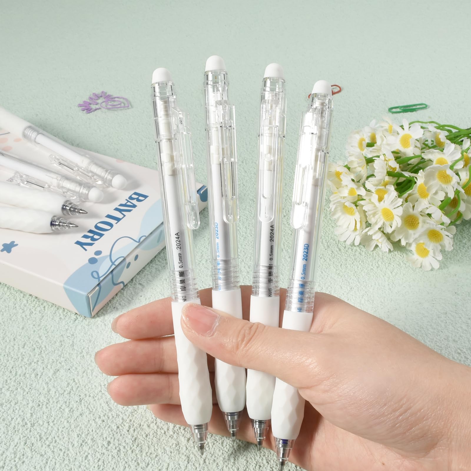 BAYTORY Löschbare Gelstifte – 12 Farben, 0,5 Mm Feine Spitze, Radierbar & Ideal Für Planner, Notizen & Kreuzworträtsel