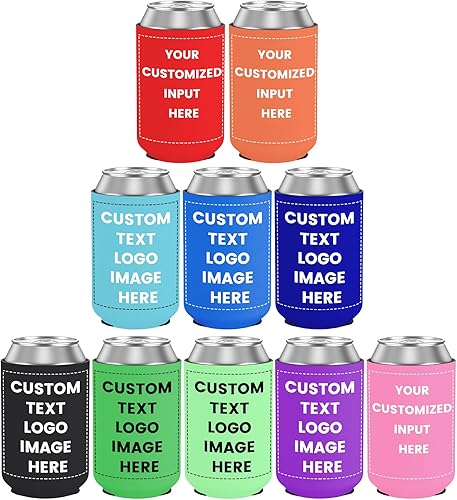 Enfriador de latas personalizado surtido de 12 onzas, mangas aisladas estándar a granel, tapas de latas de cerveza personalizadas con logotipo de