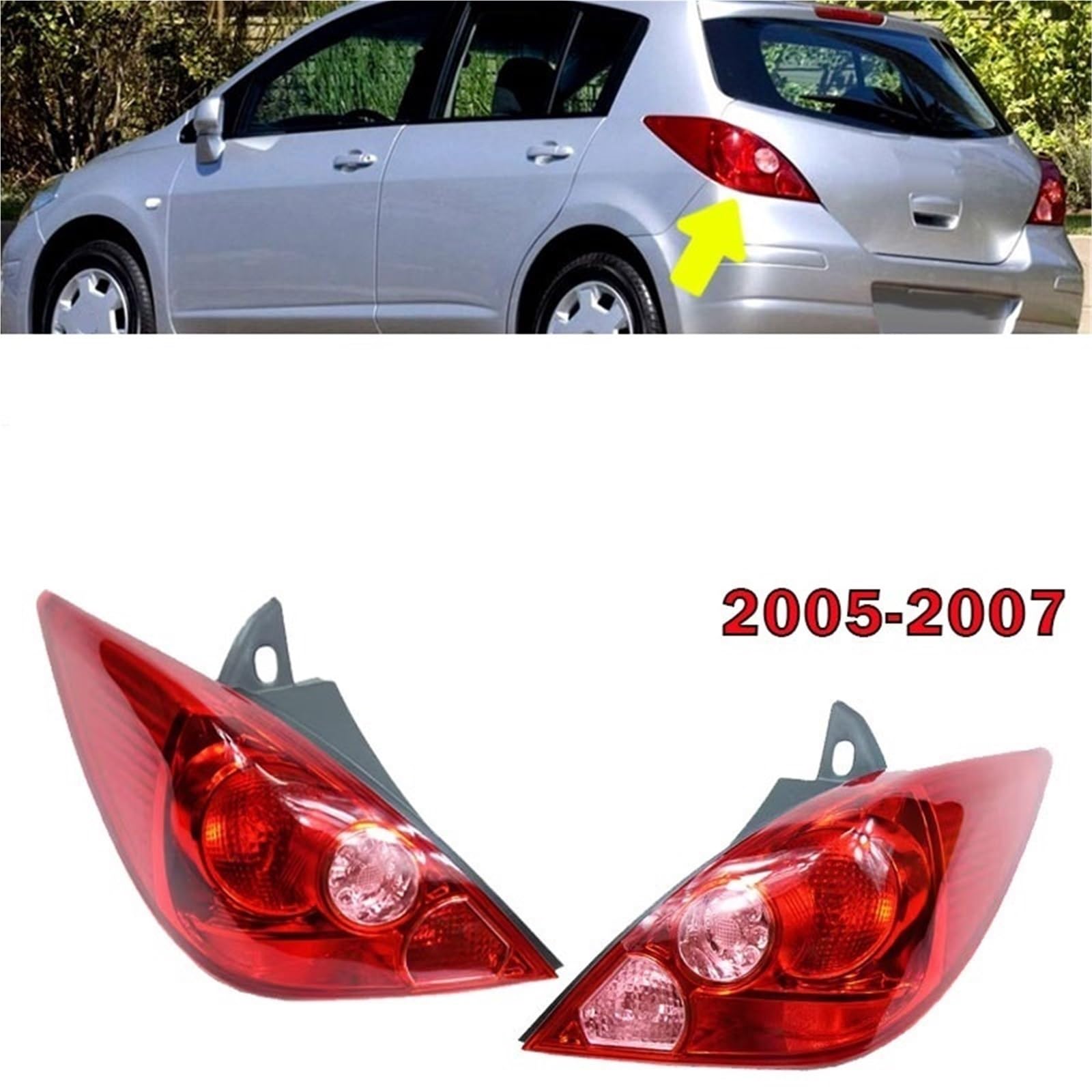 Luz Trasera De Freno, Antiniebla, Intermitente, Carcasa Sin Bombilla Para Nissan Para Tiida Hatchback (2005, 2006, 2007) Faros Trabajo Luz Antiniebla(1 par)