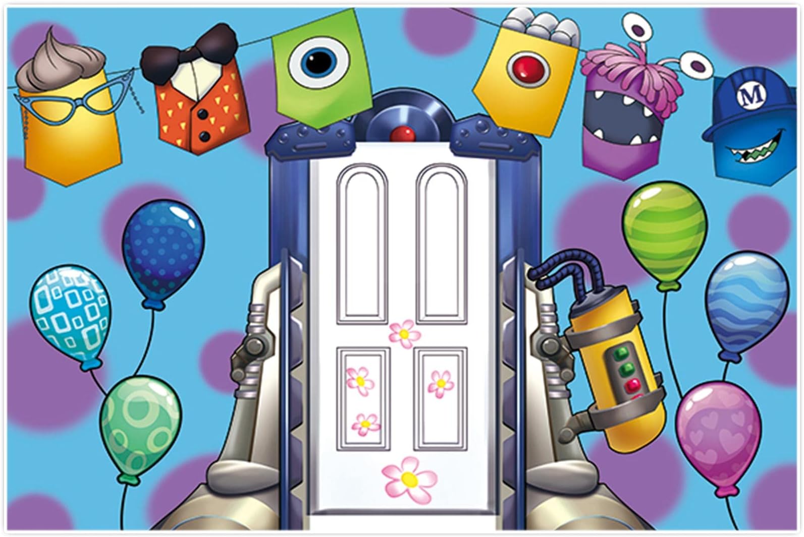 Allenjoy 68" x 45" Cartoon Monsters Party Backdrop Photography Birthday Door Background for Children Theme Party Decoration Banner Supplies