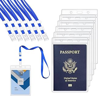 Extra Large Passport Badge Holders with Lanyard, 4x6Inch Heavy Duty Clear Plastic PVC Card Insert Protector Vertical Waterproof Transparent ID Badge Holder for Name Badges and Press Passes
