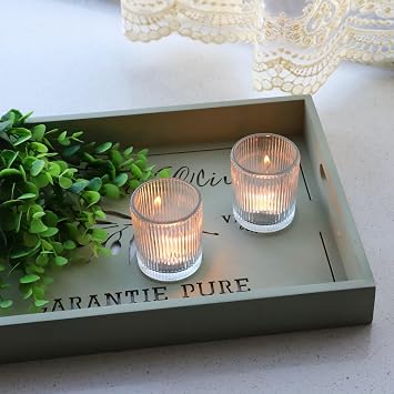 Ribbed Tea Light Holders Bulks Set of 12, Clear Tealight Holders Vintage
