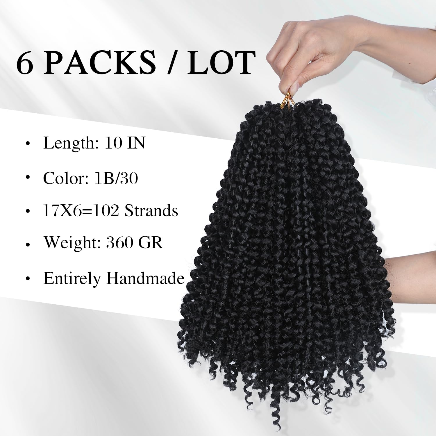 Quantum Love Kinky Curly Crochet Hair Short Marlybob Jerry Curl Natural Black Hair Extension for Black Women Short Passion Twist Synthetic Hair Extension (6 Pack 10 Inches)