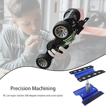 RC Car Stand RC Repair Stand 360 Degree Rotation Lift or Lower for Traxxas Arrma Redcat Axial RC4WD HSP Losi 1/8 1/10 1/12 1/16 Scale RC Crawler Car Truck Buggies (Navy Blue)